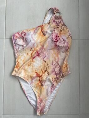 Cupshe Swim One Piece Swimsuit One Shoulder Snake Print Summer Beach Boho Chic